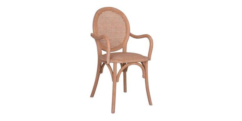 ΚΑΡΕΚΛΑ ΞΥΛΙΝΗ ΜΕ ΜΠΡΑΤΣΑ NAIARA HM8301 ME ΠΛΕΞΗ RATTAN ΣΤΗΝ ΠΛΑΤΗ 50Χ52Χ93,5 ΕΚ