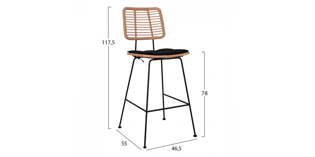 ΣΚΑΜΠΟ ΜΕΤΑΛΛΙΚΟ ΜΕ ΜΑΞΙΛΑΡΙ ALLEGRA HM5455 ΜΕ WICKER ΜΠΕΖ 46,5x55x117,5Υ εκ.