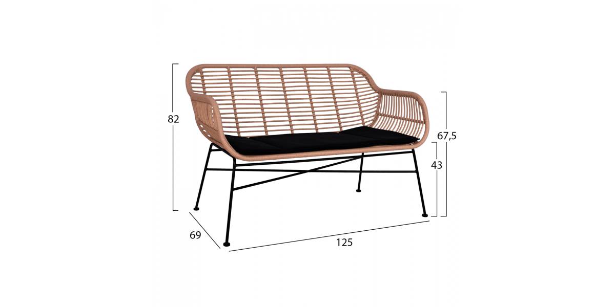 ΣΕΤ ΣΑΛΟΝΙ 4ΤΜΧ ALLEGRA HM5460 ΜΕΤΑΛΛΟ & WICKER ΣΕ ΜΠΕΖ ΧΡΩΜΑ