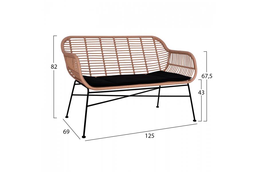 ΣΕΤ ΣΑΛΟΝΙ 4ΤΜΧ ALLEGRA HM5460 ΜΕΤΑΛΛΟ & WICKER ΣΕ ΜΠΕΖ ΧΡΩΜΑ