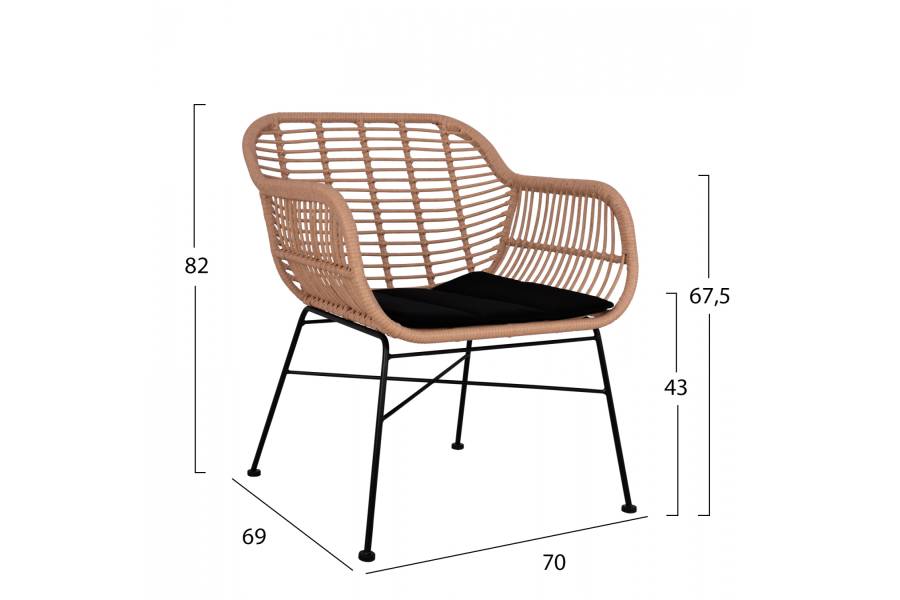 ΣΕΤ ΣΑΛΟΝΙ 4ΤΜΧ ALLEGRA HM5460 ΜΕΤΑΛΛΟ & WICKER ΣΕ ΜΠΕΖ ΧΡΩΜΑ