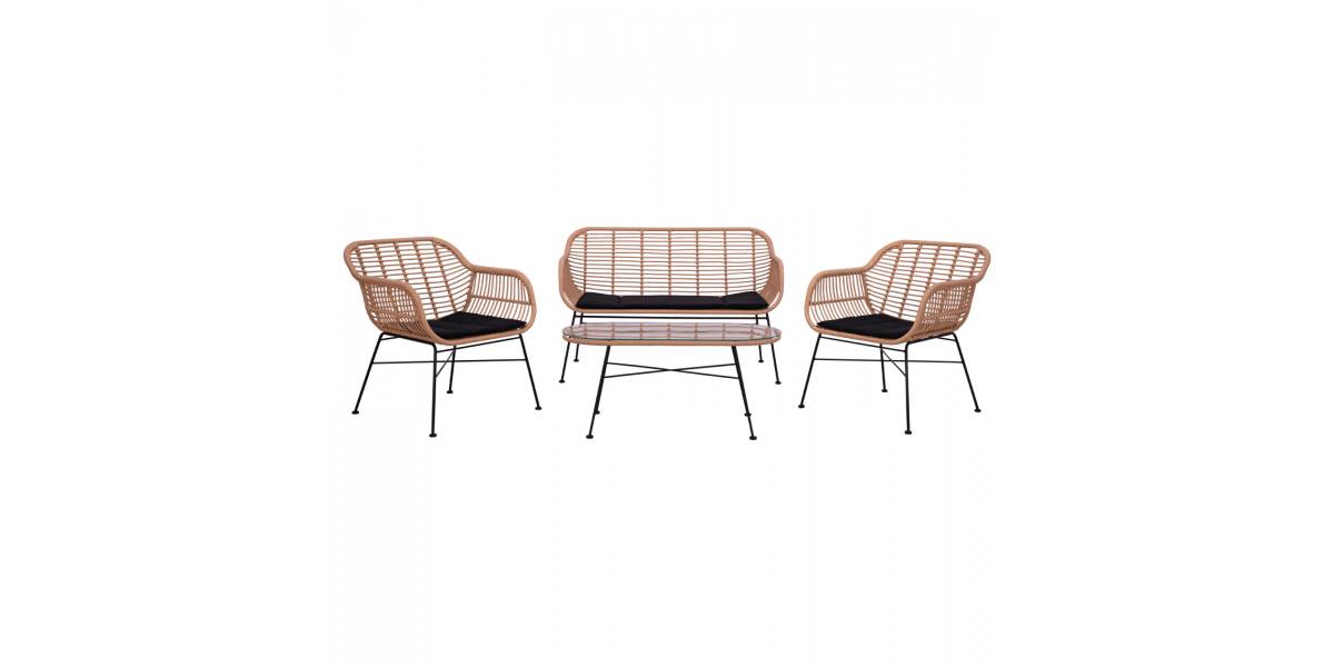 ΣΕΤ ΣΑΛΟΝΙ 4ΤΜΧ ALLEGRA HM5460 ΜΕΤΑΛΛΟ & WICKER ΣΕ ΜΠΕΖ ΧΡΩΜΑ