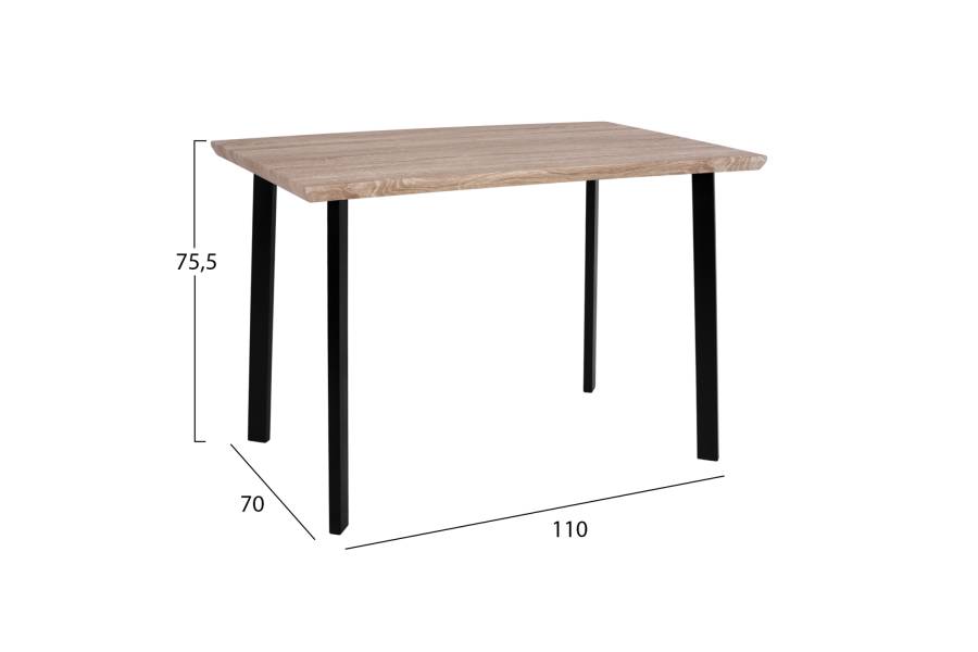 ΤΡΑΠΕΖΙ ΤΡΑΠΕΖΑΡΙΑΣ PALANI 110X70 SONAMA ΜΕ ΜΑΥΡΑ ΠΟΔΙΑ HM8333