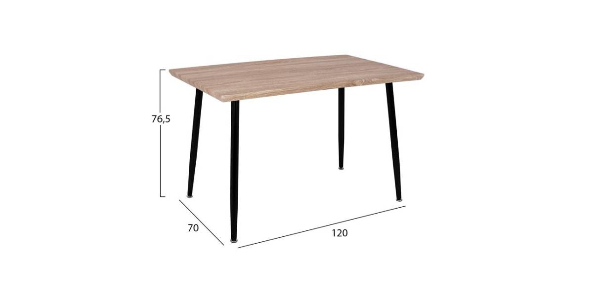 ΤΡΑΠΕΖΙ ΤΡΑΠΕΖΑΡΙΑΣ PALOMA HM8334.01, 120X70Χ76,5 SONΟMA, ΜΑΥΡΑ ΠΟΔΙΑ