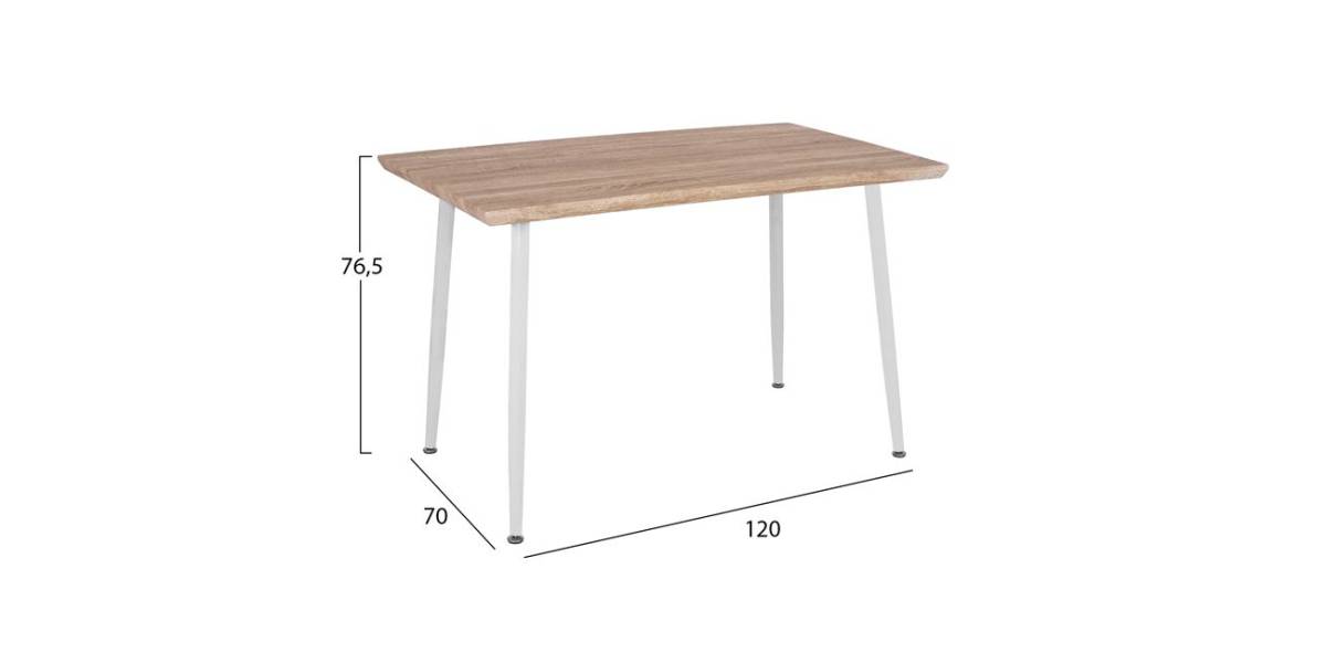 ΤΡΑΠΕΖΙ ΤΡΑΠΕΖΑΡΙΑΣ PALOMA HM8334.02, 120X70X76,5- SONOMA, ΛΕΥΚΑ ΠΟΔΙΑ