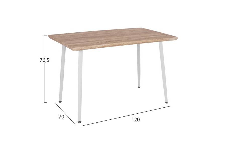 ΤΡΑΠΕΖΙ ΤΡΑΠΕΖΑΡΙΑΣ PALOMA HM8334.02, 120X70X76,5- SONOMA, ΛΕΥΚΑ ΠΟΔΙΑ