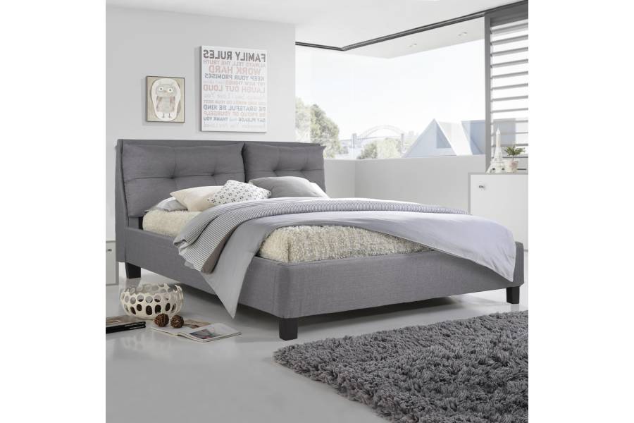 ΚΡΕΒΑΤΙ BILLIE 160x200 εκ. ΜΕ ΥΦΑΣΜΑ ΓΚΡΙ HM551.05