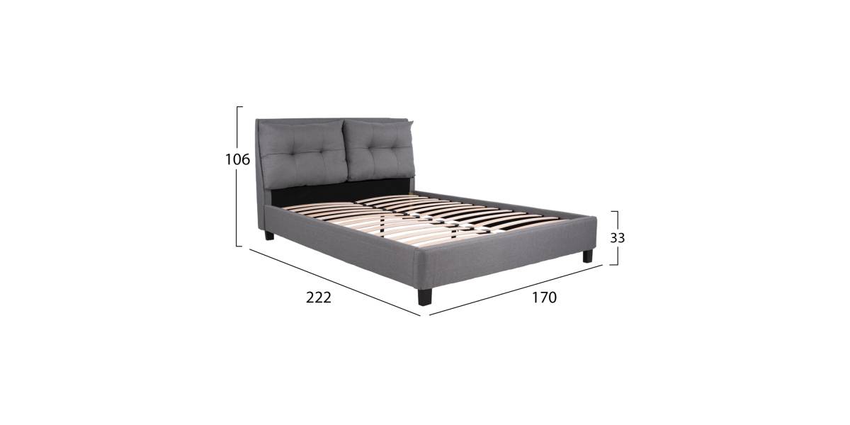 ΚΡΕΒΑΤΙ BILLIE 160x200 εκ. ΜΕ ΥΦΑΣΜΑ ΓΚΡΙ HM551.05