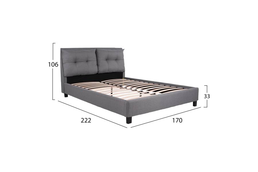 ΚΡΕΒΑΤΙ BILLIE 160x200 εκ. ΜΕ ΥΦΑΣΜΑ ΓΚΡΙ HM551.05