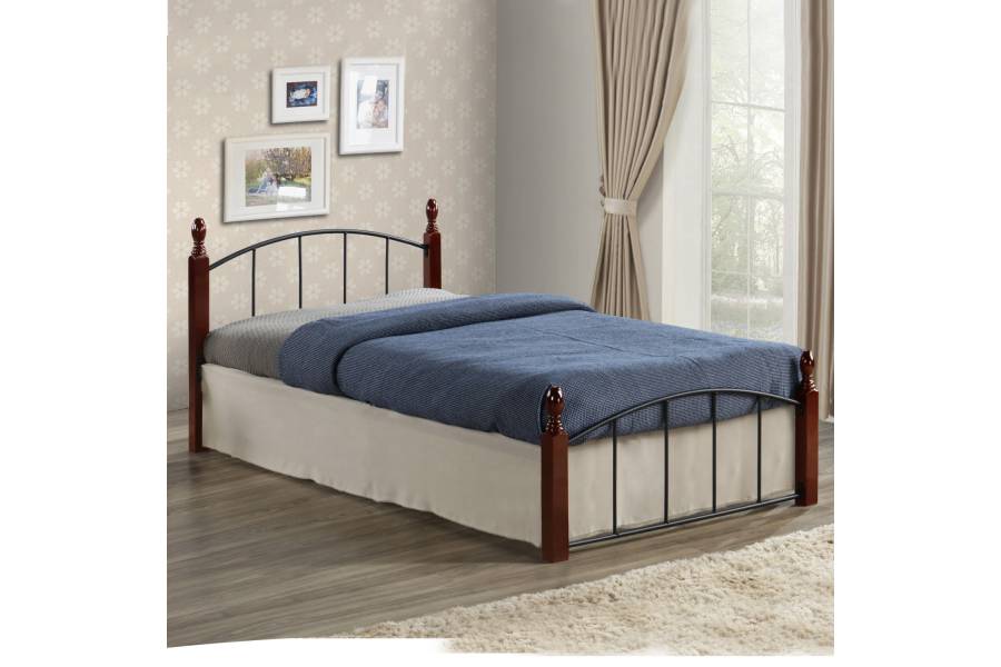ΚΡΕΒΑΤΙ MAKAI ΜΕΤΑΛΛΟ ΞΥΛΟ ΚΑΡΥΔΙ ΣΤΡΩΜΑ 90X190 HM381