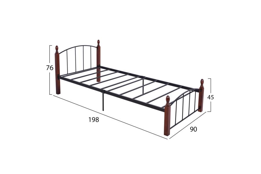 ΚΡΕΒΑΤΙ MAKAI ΜΕΤΑΛΛΟ ΞΥΛΟ ΚΑΡΥΔΙ ΣΤΡΩΜΑ 90X190 HM381