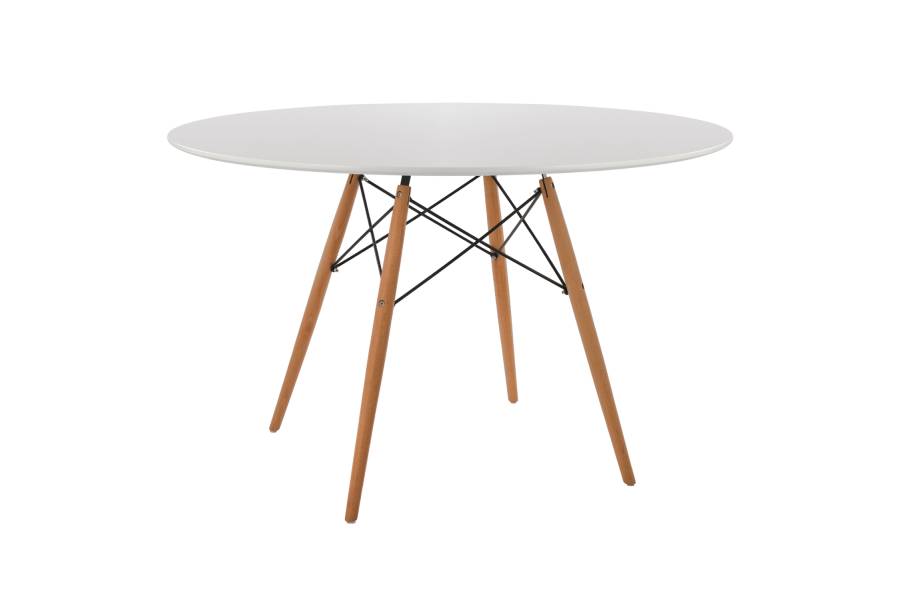 ΤΡΑΠΕΖΙ MINIMAL ΣΤΡΟΓΓΥΛΟ HM8454.01 MDF ΣΕ ΛΕΥΚΟ-ΠΟΔΙΑ ΟΞΙΑΣ ΣΕ ΦΥΣΙΚΟ Φ120Χ75Υεκ.