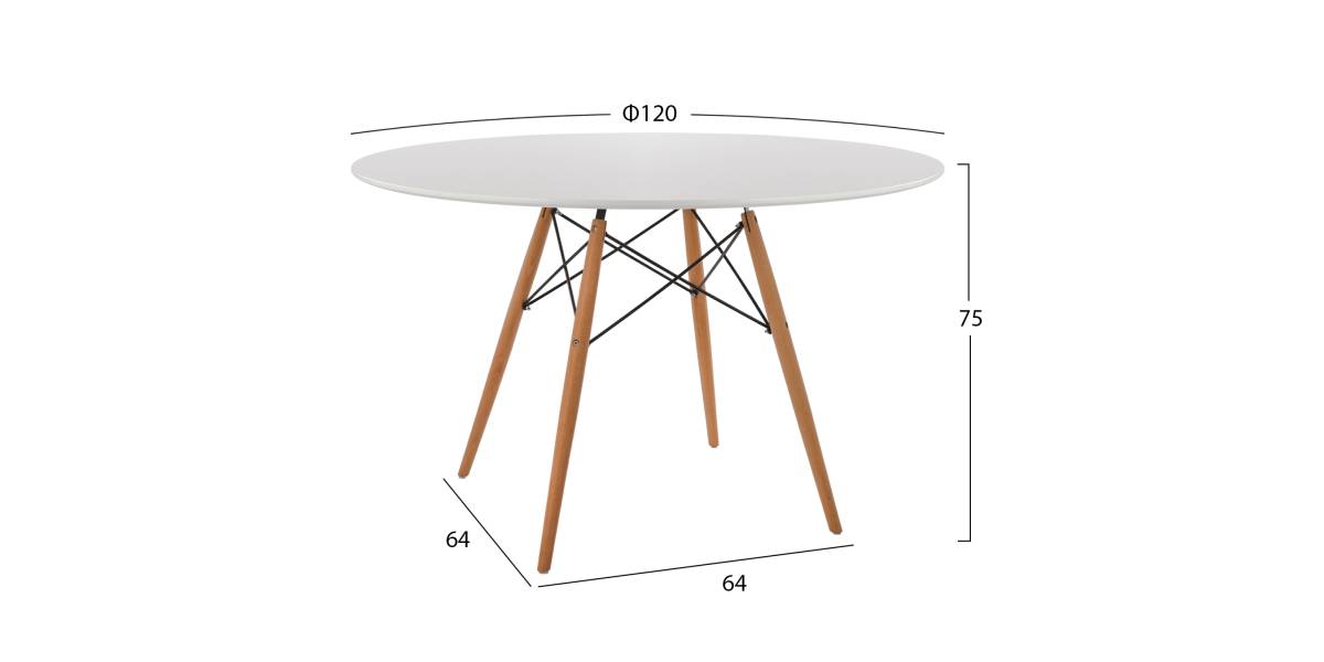 ΤΡΑΠΕΖΙ MINIMAL ΣΤΡΟΓΓΥΛΟ HM8454.01 MDF ΣΕ ΛΕΥΚΟ-ΠΟΔΙΑ ΟΞΙΑΣ ΣΕ ΦΥΣΙΚΟ Φ120Χ75Υεκ.