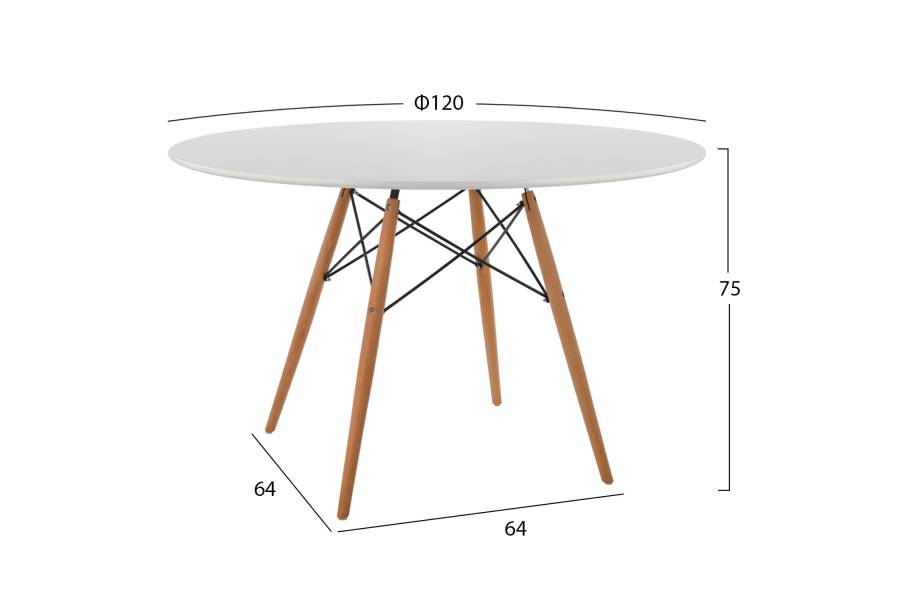 ΤΡΑΠΕΖΙ MINIMAL ΣΤΡΟΓΓΥΛΟ HM8454.01 MDF ΣΕ ΛΕΥΚΟ-ΠΟΔΙΑ ΟΞΙΑΣ ΣΕ ΦΥΣΙΚΟ Φ120Χ75Υεκ.