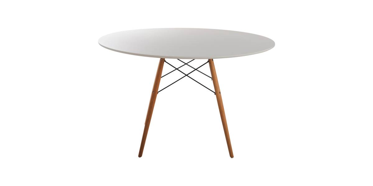 ΤΡΑΠΕΖΙ MINIMAL ΣΤΡΟΓΓΥΛΟ HM8454.01 MDF ΣΕ ΛΕΥΚΟ-ΠΟΔΙΑ ΟΞΙΑΣ ΣΕ ΦΥΣΙΚΟ Φ120Χ75Υεκ.
