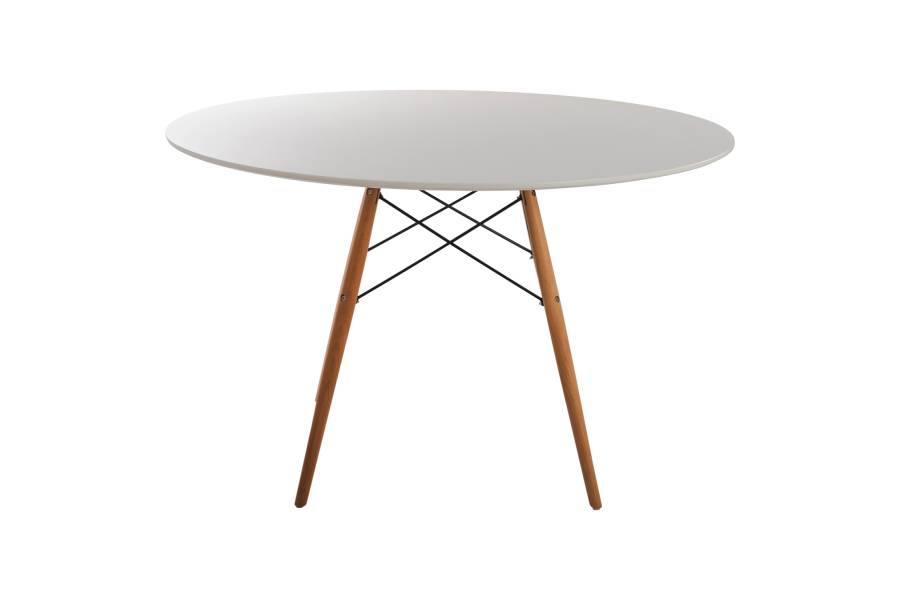 ΤΡΑΠΕΖΙ MINIMAL ΣΤΡΟΓΓΥΛΟ HM8454.01 MDF ΣΕ ΛΕΥΚΟ-ΠΟΔΙΑ ΟΞΙΑΣ ΣΕ ΦΥΣΙΚΟ Φ120Χ75Υεκ.