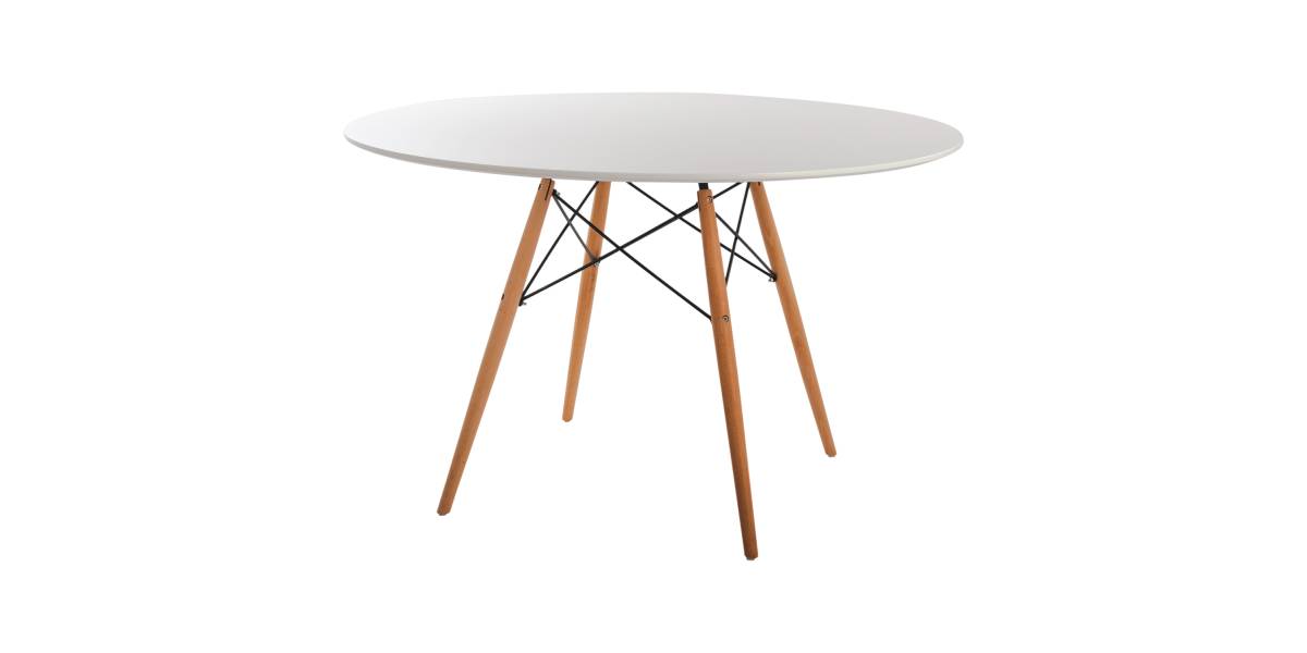 ΤΡΑΠΕΖΙ MINIMAL ΣΤΡΟΓΓΥΛΟ HM8454.01 MDF ΣΕ ΛΕΥΚΟ-ΠΟΔΙΑ ΟΞΙΑΣ ΣΕ ΦΥΣΙΚΟ Φ120Χ75Υεκ.