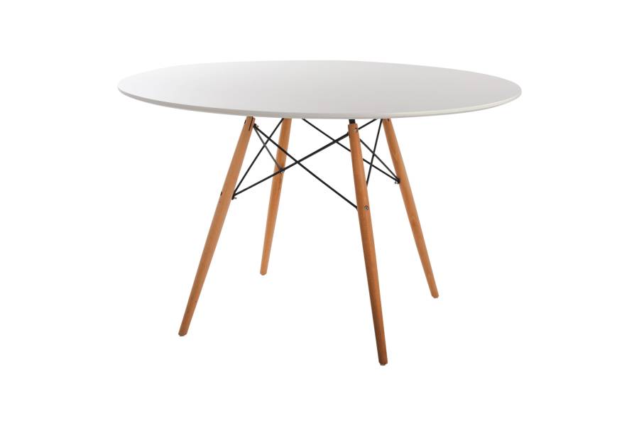 ΤΡΑΠΕΖΙ MINIMAL ΣΤΡΟΓΓΥΛΟ HM8454.01 MDF ΣΕ ΛΕΥΚΟ-ΠΟΔΙΑ ΟΞΙΑΣ ΣΕ ΦΥΣΙΚΟ Φ120Χ75Υεκ.