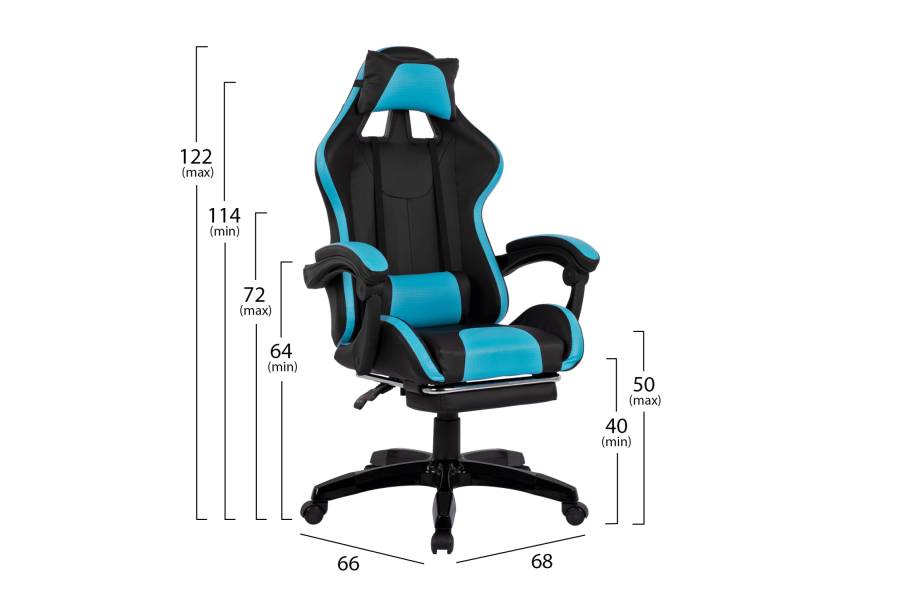 ΠΟΛΥΘΡΟΝΑ GAMING NYLA ΜΕ ΥΠΟΠΟΔΙΟ HM1132.08 ΣΕ ΧΡΩΜΑ ΜΑΥΡΟ-ΓΑΛΑΖΙΟ 68Χ66-100Χ122 ΕΚ