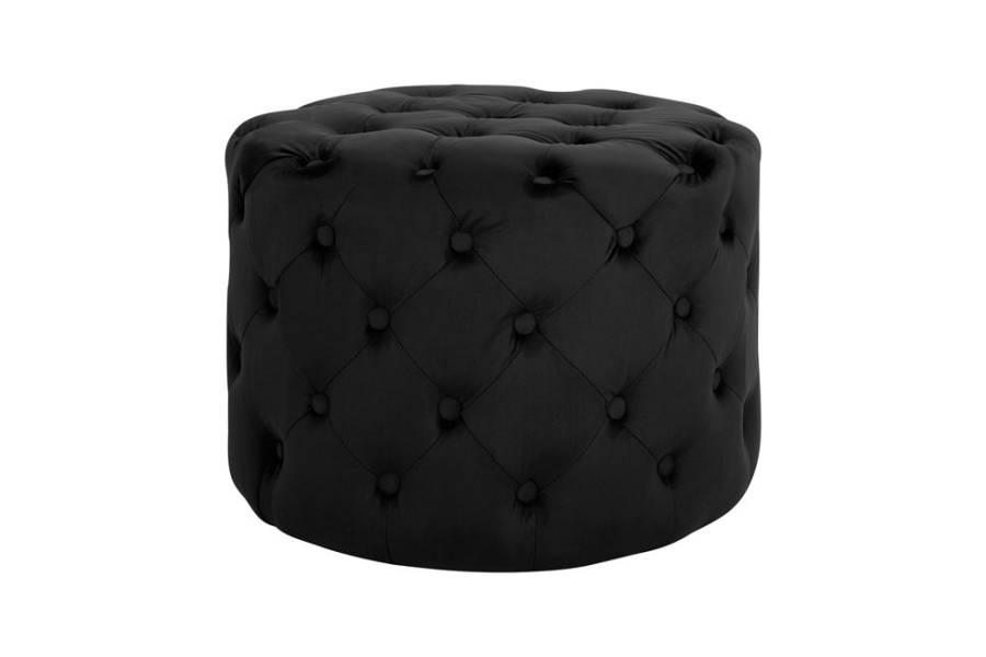 ΣΚΑΜΠΟ KASSIE ΜΑΥΡΟ ΒΕΛΟΥΔΟ ΤΥΠΟΥ CHESTERFIELD HM8406.04 Φ60x43Υ εκ.