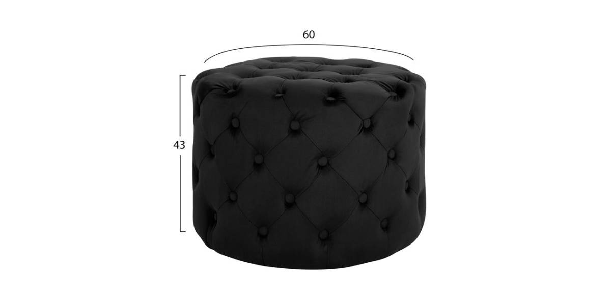 ΣΚΑΜΠΟ KASSIE ΜΑΥΡΟ ΒΕΛΟΥΔΟ ΤΥΠΟΥ CHESTERFIELD HM8406.04 Φ60x43Υ εκ.