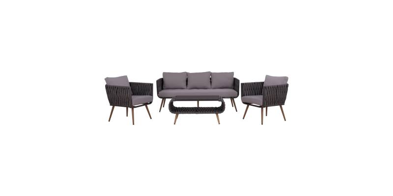 ΣΕΤ ΣΑΛΟΝΙ 4ΤΜΧ ΑΛΟΥΜΙΝΙΟΥ ΜΕ WICKER ΓΚΡΙ HM5282.11