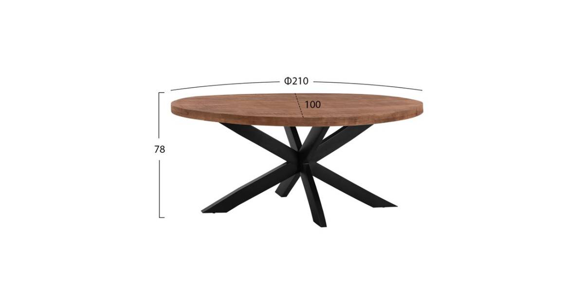 ΤΡΑΠΕΖΙ OVAL 6εκ.ΠΑΧΟΣ ΑΠΟ ΜΑΣΙΦ ΞΥΛΟ MANGO 210Χ100Χ78Υεκ. HM8483