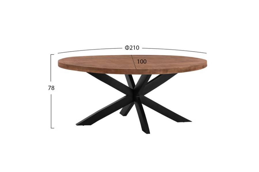 ΤΡΑΠΕΖΙ OVAL 6εκ.ΠΑΧΟΣ ΑΠΟ ΜΑΣΙΦ ΞΥΛΟ MANGO 210Χ100Χ78Υεκ. HM8483