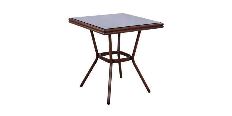 ΤΡΑΠΕΖΙ ΑΛΟΥΜΙΝΙΟΥ HARLOW 70X70X76 BAMBOO LOOK HM5568.03 ΚΑΦΕ ΜΕ ΓΥΑΛΙ