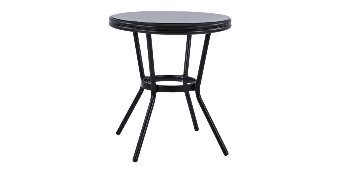 ΤΡΑΠΕΖΙ ΑΛΟΥΜΙΝΙΟΥ MOSES Φ70 BAMBOO LOOK HM5532.02 ΜΑΥΡΟ ΜΕ ΓΥΑΛΙ Φ70X76 εκ