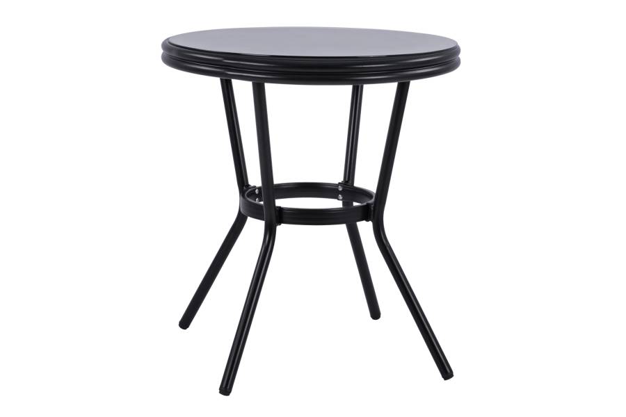 ΤΡΑΠΕΖΙ ΑΛΟΥΜΙΝΙΟΥ MOSES Φ70 BAMBOO LOOK HM5532.02 ΜΑΥΡΟ ΜΕ ΓΥΑΛΙ Φ70X76 εκ