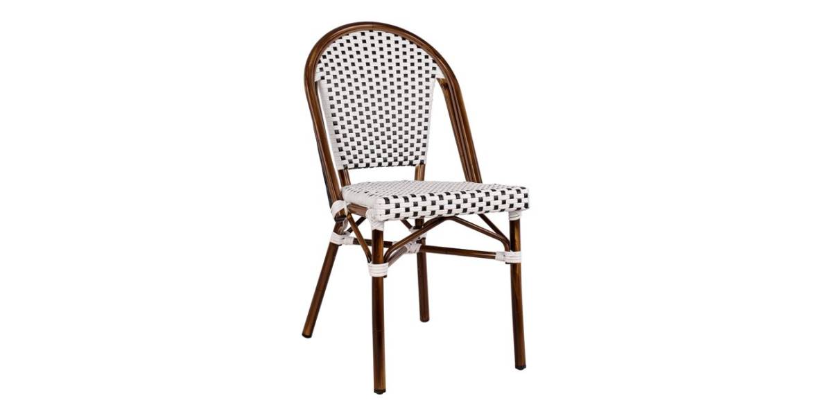 ΚΑΡΕΚΛΑ BISTRO ΑΛΟΥΜΙΝΙΟΥ BAMBOO LOOK ΜΕ ΛΕΥΚΟ-ΜΑΥΡΟ RATTAN HM5566.01 45x54x90Υεκ.