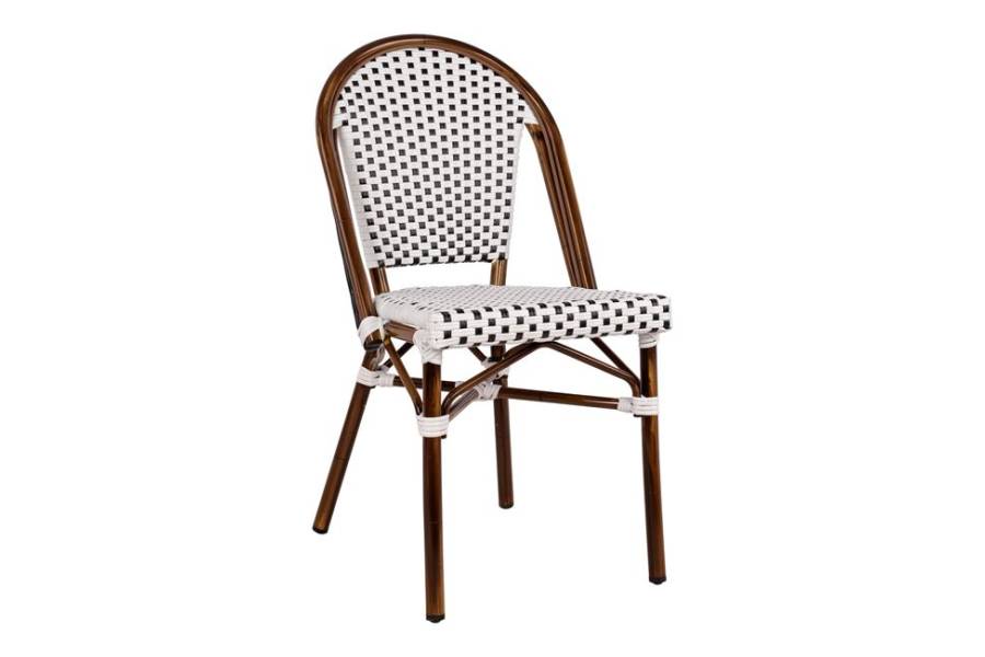 ΚΑΡΕΚΛΑ BISTRO ΑΛΟΥΜΙΝΙΟΥ BAMBOO LOOK ΜΕ ΛΕΥΚΟ-ΜΑΥΡΟ RATTAN HM5566.01 45x54x90Υεκ.
