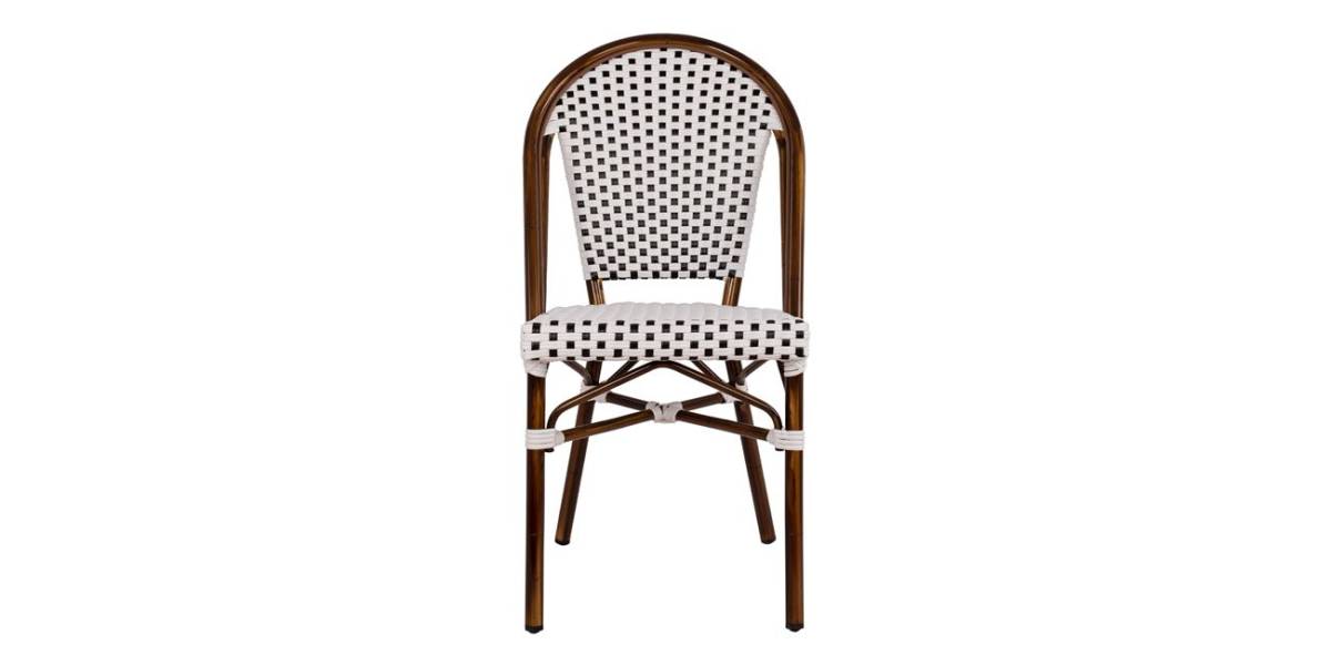 ΚΑΡΕΚΛΑ BISTRO ΑΛΟΥΜΙΝΙΟΥ BAMBOO LOOK ΜΕ ΛΕΥΚΟ-ΜΑΥΡΟ RATTAN HM5566.01 45x54x90Υεκ.