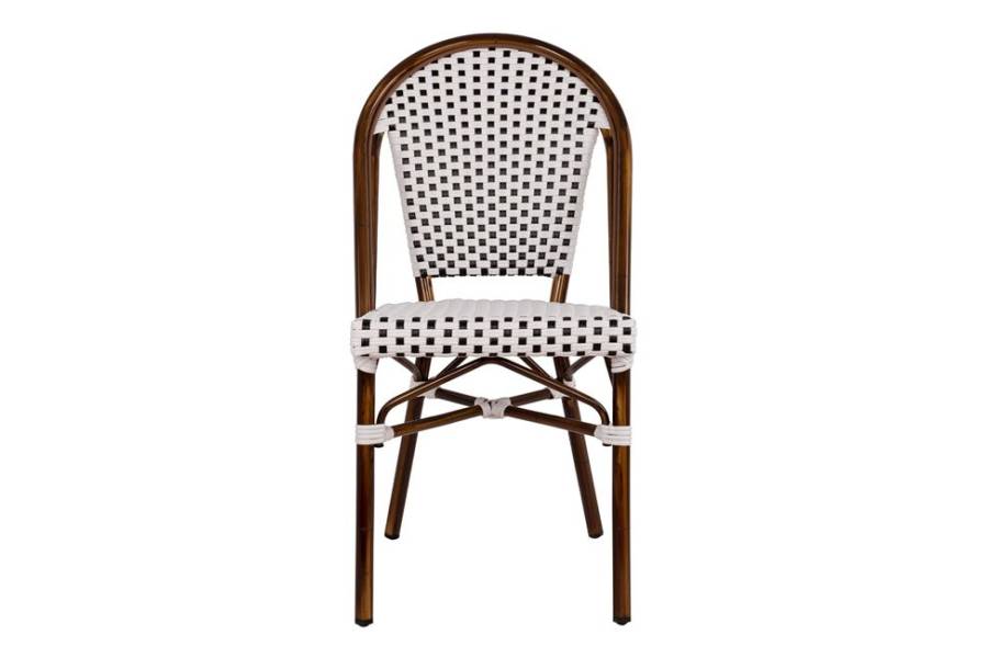 ΚΑΡΕΚΛΑ BISTRO ΑΛΟΥΜΙΝΙΟΥ BAMBOO LOOK ΜΕ ΛΕΥΚΟ-ΜΑΥΡΟ RATTAN HM5566.01 45x54x90Υεκ.