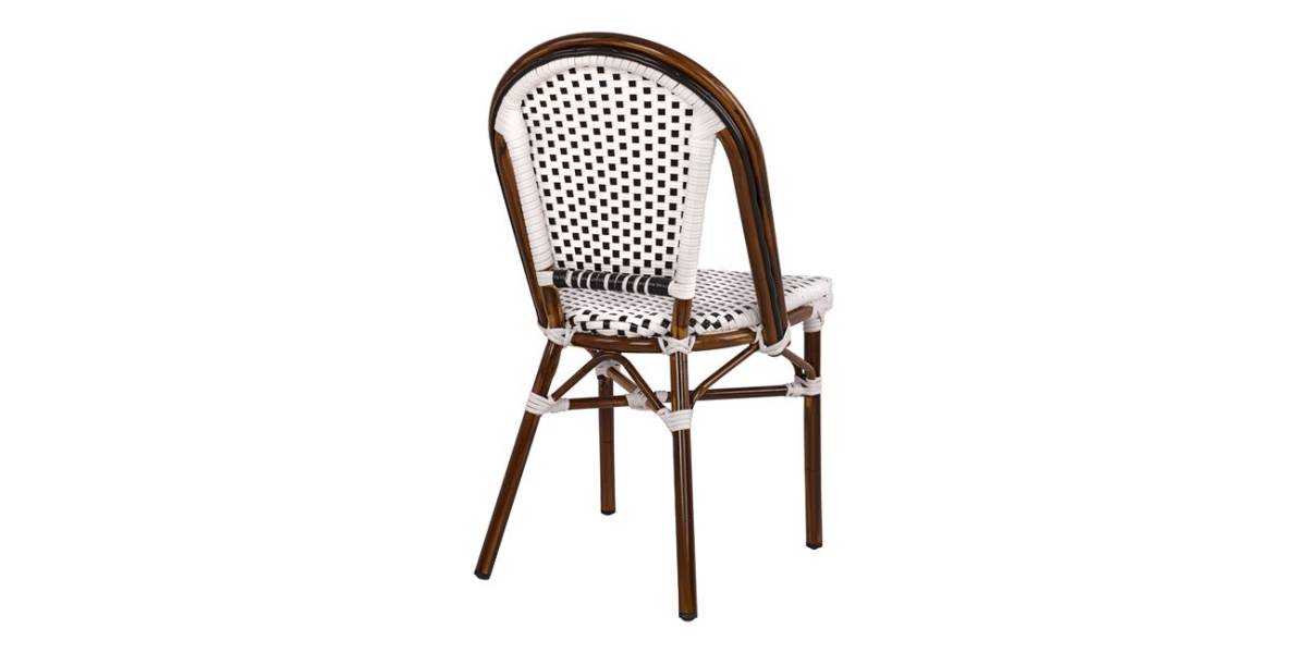 ΚΑΡΕΚΛΑ BISTRO ΑΛΟΥΜΙΝΙΟΥ BAMBOO LOOK ΜΕ ΛΕΥΚΟ-ΜΑΥΡΟ RATTAN HM5566.01 45x54x90Υεκ.