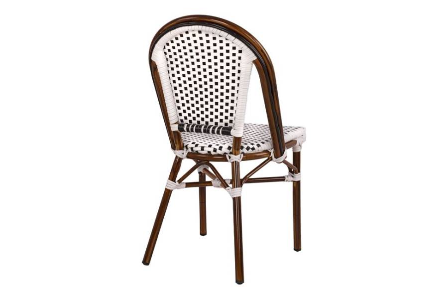 ΚΑΡΕΚΛΑ BISTRO ΑΛΟΥΜΙΝΙΟΥ BAMBOO LOOK ΜΕ ΛΕΥΚΟ-ΜΑΥΡΟ RATTAN HM5566.01 45x54x90Υεκ.
