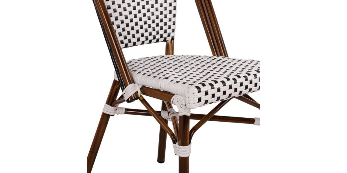 ΚΑΡΕΚΛΑ BISTRO ΑΛΟΥΜΙΝΙΟΥ BAMBOO LOOK ΜΕ ΛΕΥΚΟ-ΜΑΥΡΟ RATTAN HM5566.01 45x54x90Υεκ.