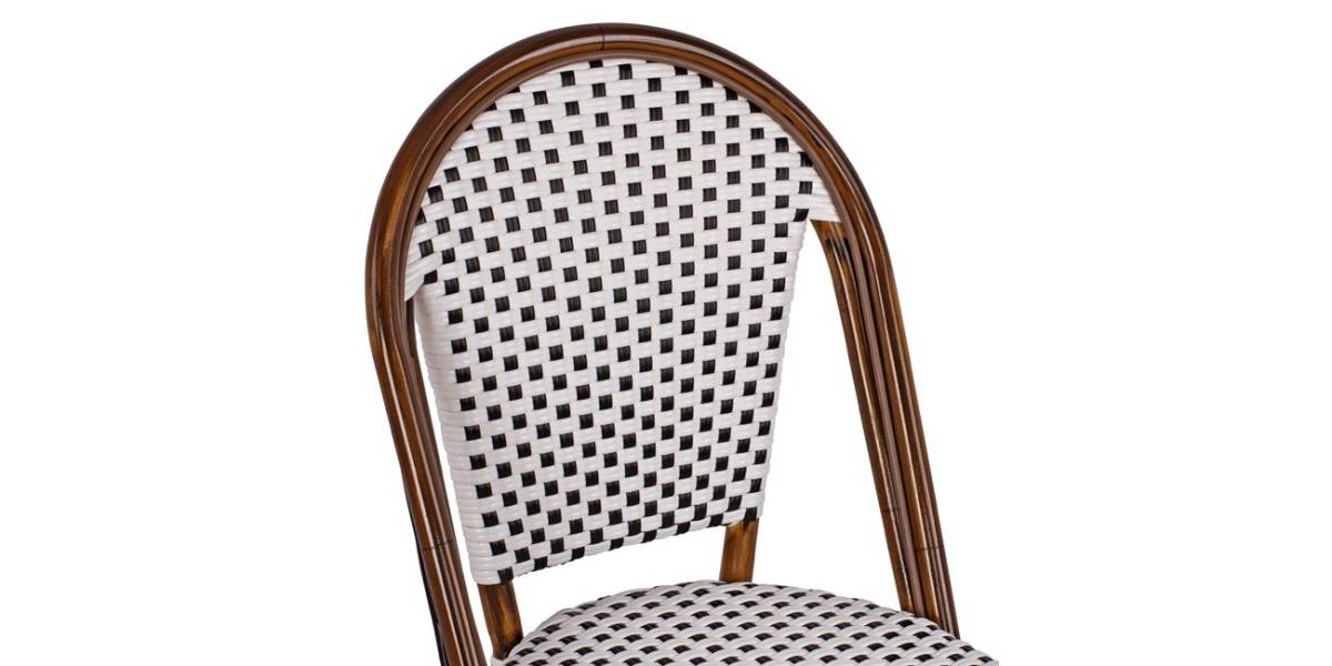 ΚΑΡΕΚΛΑ BISTRO ΑΛΟΥΜΙΝΙΟΥ BAMBOO LOOK ΜΕ ΛΕΥΚΟ-ΜΑΥΡΟ RATTAN HM5566.01 45x54x90Υεκ.