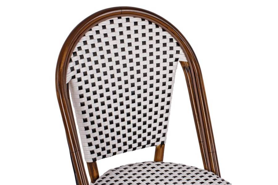 ΚΑΡΕΚΛΑ BISTRO ΑΛΟΥΜΙΝΙΟΥ BAMBOO LOOK ΜΕ ΛΕΥΚΟ-ΜΑΥΡΟ RATTAN HM5566.01 45x54x90Υεκ.