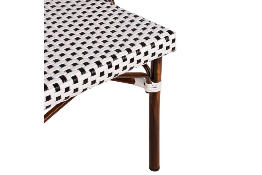 ΚΑΡΕΚΛΑ BISTRO ΑΛΟΥΜΙΝΙΟΥ BAMBOO LOOK ΜΕ ΛΕΥΚΟ-ΜΑΥΡΟ RATTAN HM5566.01 45x54x90Υεκ.