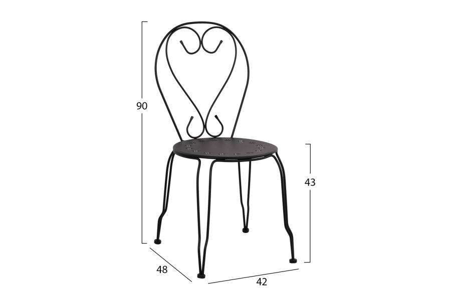 ΚΑΡΕΚΛΑ ΜΕΤΑΛΛΙΚΗ AMORE ΜΑΥΡΗ 42x48x90 εκ. HM5007.11