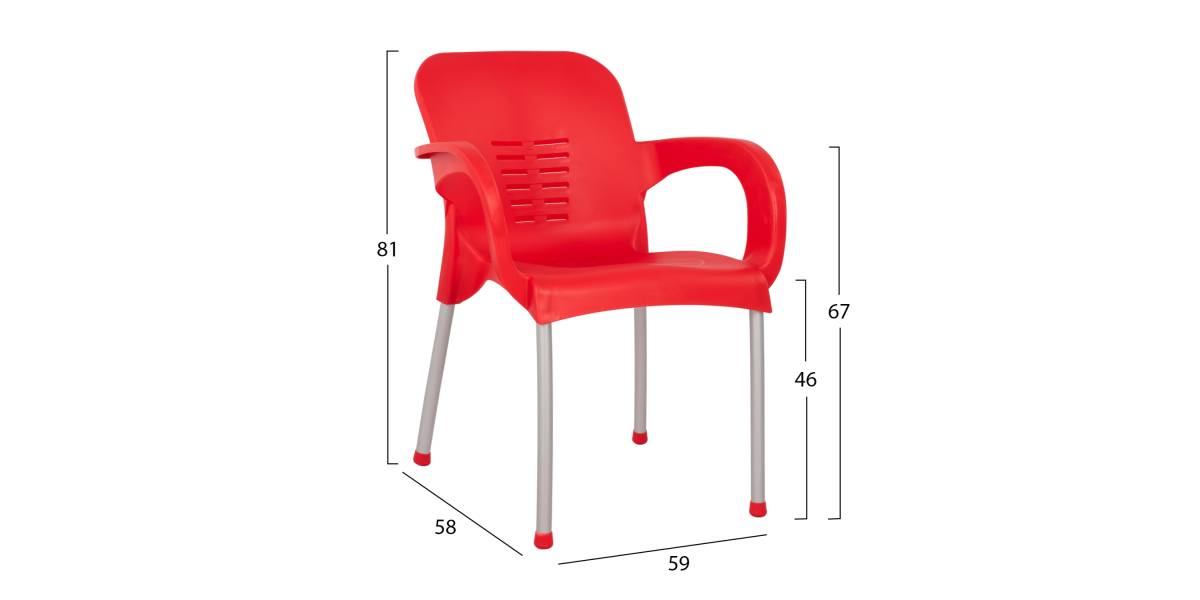 ΠΟΛΥΘΡΟΝΑ ΠΟΛΥΠΡΟΠΥΛΕΝΙΟΥ KAREK HM5592.04 ΧΡΩΜΑ ΚΟΚΚΙΝΟ ΜΕ ΠΟΔΙ ΑΛΟΥΜΙΝΙΟΥ 59x58x81Y εκ.