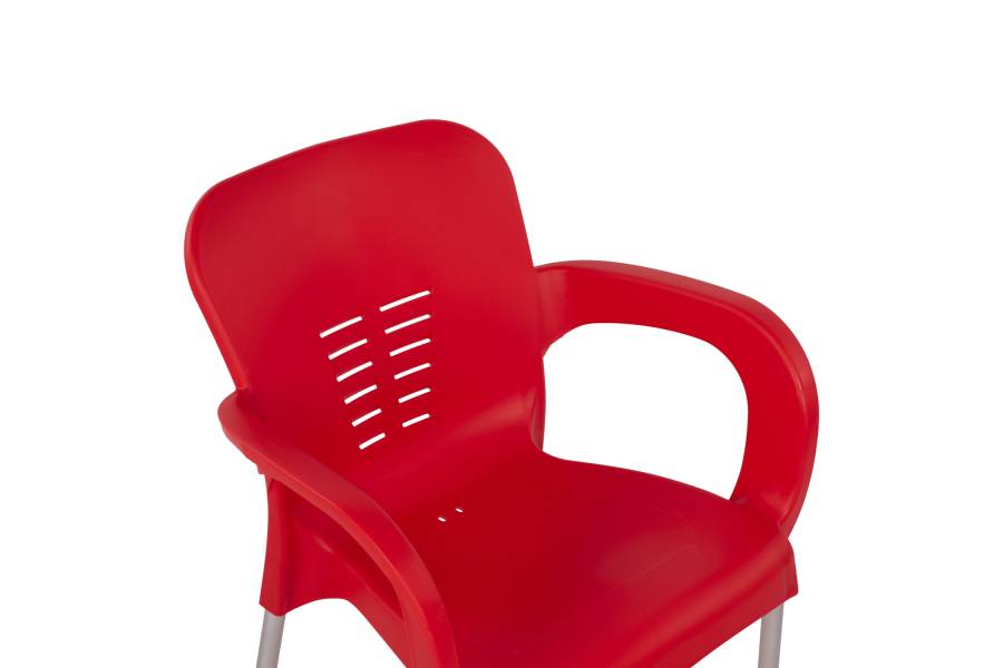 ΠΟΛΥΘΡΟΝΑ ΠΟΛΥΠΡΟΠΥΛΕΝΙΟΥ KAREK HM5592.04 ΧΡΩΜΑ ΚΟΚΚΙΝΟ ΜΕ ΠΟΔΙ ΑΛΟΥΜΙΝΙΟΥ 59x58x81Y εκ.