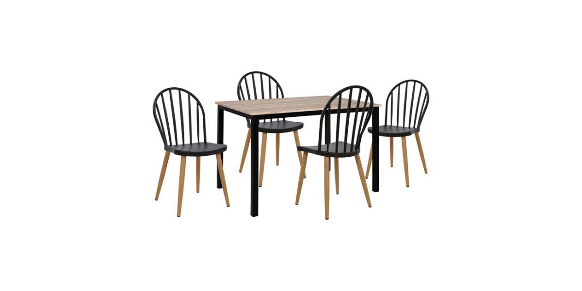 ΣΕΤ 5 ΤΜΧ ΤΡΑΠΕΖΙ 110x70x76 cm SONAMA ΜΕ ΜΑΥΡΑ ΠΟΔΙΑ & ΚΑΡΕΚΛΕΣ ΠΟΛΥΠΡΟΠΥΛΕΝΙΟΥ ΜΑΥΡΕΣ HM11010