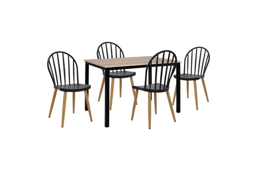 ΣΕΤ 5 ΤΜΧ ΤΡΑΠΕΖΙ 110x70x76 cm SONAMA ΜΕ ΜΑΥΡΑ ΠΟΔΙΑ & ΚΑΡΕΚΛΕΣ ΠΟΛΥΠΡΟΠΥΛΕΝΙΟΥ ΜΑΥΡΕΣ HM11010