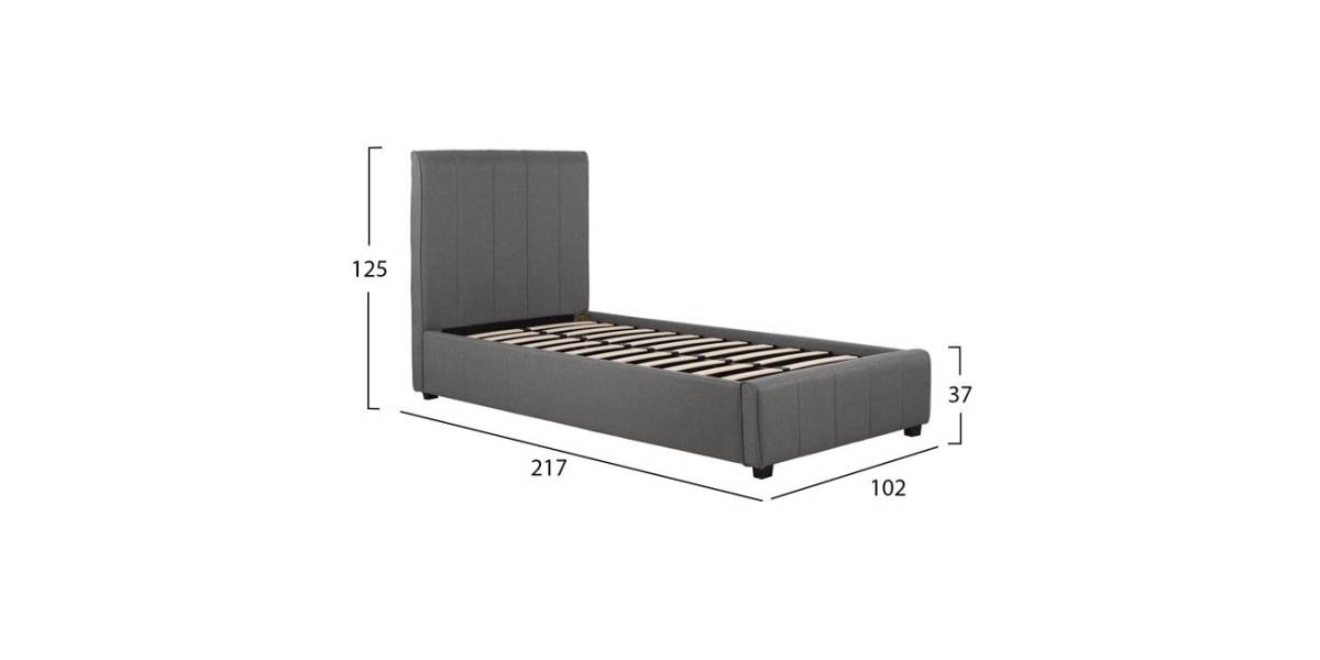 ΚΡΕΒΑΤΙ MONDY 90x200 εκ. ΜΕ ΥΦΑΣΜΑ DARK GREY HM586.05