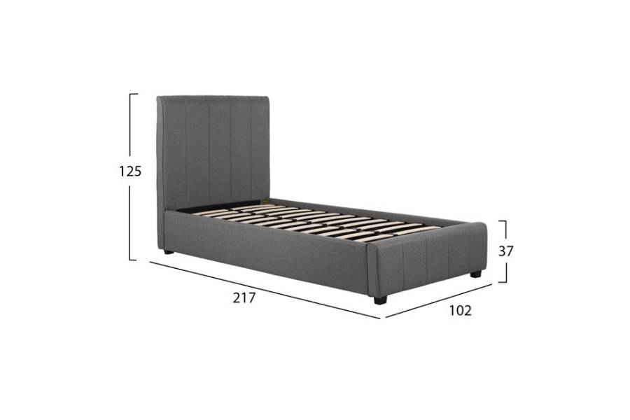 ΚΡΕΒΑΤΙ MONDY 90x200 εκ. ΜΕ ΥΦΑΣΜΑ DARK GREY HM586.05