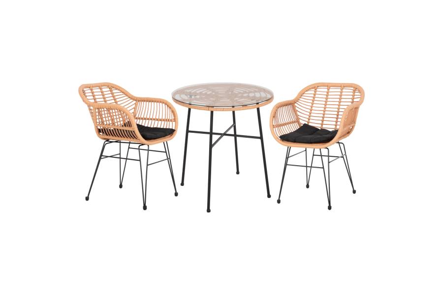 ΣΕΤ ΕΞΩΤΕΡΙΚΟΥ ΧΩΡΟΥ 3ΤΜΧ ALLEGRA HM10476 WICKER ΜΠΕΖ-ΜΕΤΑΛΛΟ ΜΑΥΡΟ