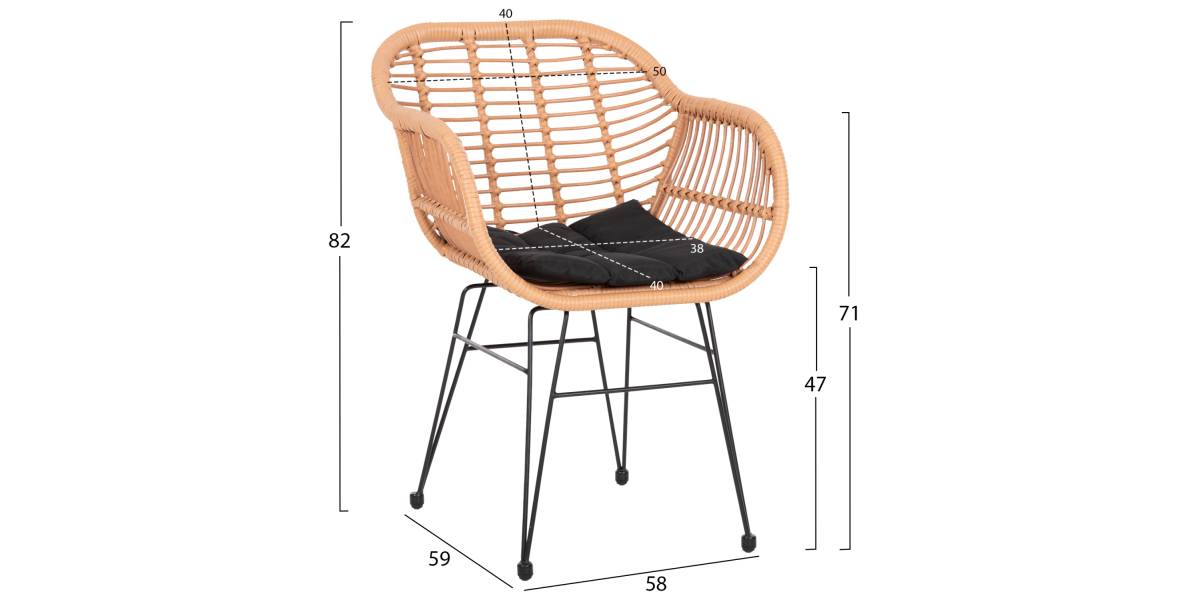 ΣΕΤ ΕΞΩΤΕΡΙΚΟΥ ΧΩΡΟΥ 3ΤΜΧ ALLEGRA HM10476 WICKER ΜΠΕΖ-ΜΕΤΑΛΛΟ ΜΑΥΡΟ